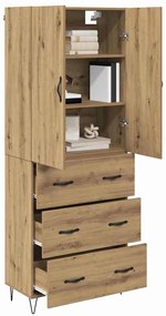 vidaXL Highboard 2 pcs Artisan Oak Μηχανική ξυλεία και γυαλί