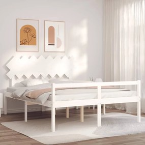 vidaXL Κρεβάτι Ηλικιωμένου με Κεφαλάρι 160 x 200 εκ. Λευκό Μασίφ Ξύλο