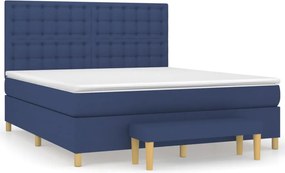 vidaXL Κρεβάτι Boxspring με Στρώμα Μπλε 160x200 εκ. Υφασμάτινο
