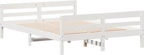 vidaXL Σκελετός Κρεβ. Χωρίς Στρώμα Λευκό 140x200 εκ Μασίφ Πεύκο