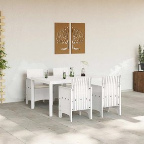 vidaXL Σέτ φαγητού για κήπο 5 τμχ. Λευκό Rattan Polt