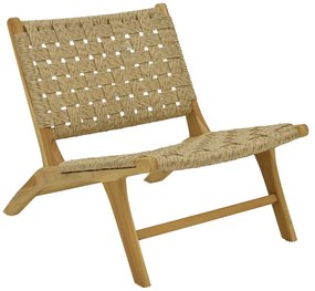 Πολυθρόνα Foldere pakoworld φυσικό teak ξύλο-pe σχοινί 65x78x68εκ