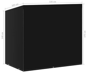 Κάλυμμα Κούνιας Κήπου με 6 Κρίκους 135 x 105 x 175 εκ. - Μαύρο