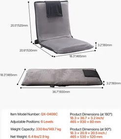 VEVOR Floor Chair with Back Support Folding Floor Chair 6 Adjustable Positions