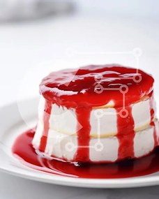 Σετ των 2 Intra Συλλεκτικό Ξύλινο Παζλ Plywood  4mm - Ανάποδα κέικ με κόκκινη σάλτσα σε λευκό πιάτο Σε Ξύλινο Κουτί - Διαστάσεις: 10x10 cm – 25 κομμάτια