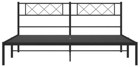 vidaXL Πλαίσιο Κρεβατιού με Κεφαλάρι Μαύρο 193 x 203 εκ. Μεταλλικό