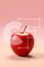 Σετ των 2 Intra Συλλεκτικό Ξύλινο Παζλ Plywood 4mm - Κόκκινο μήλο σε ροζ φόντο Σε Ξύλινο Κουτί - Διαστάσεις: 10x10 cm – 25 κομμάτια