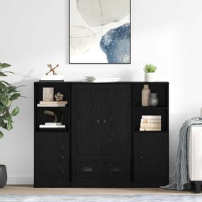 Highboard με συρτάρι 3 pcs Μαύρη Οξυά Επεξεργασμένο ξύλο