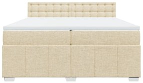 Κρεβάτι Boxspring με Στρώμα Κρεμ 200x200 εκ. Υφασμάτινο - Κρεμ