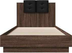 vidaXL Πλαίσιο Κρεβατιού με Κεφαλάρι Καφέ Δρυς 90x200 εκ. Επεξ. Ξύλο