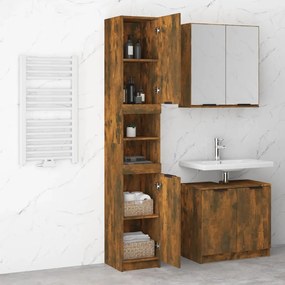vidaXL Ντουλάπι Μπάνιου Καπνιστή Δρυς 32x34x188,5 εκ. Επεξεργ. Ξύλο