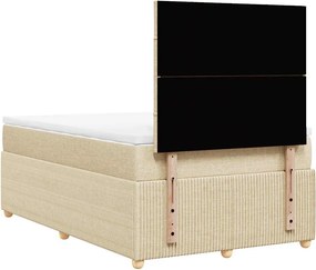 vidaXL Κρεβάτι Boxspring με Στρώμα Κρεμ 120x200 εκ. Υφασμάτινο