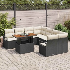 vidaXL Σέτ φαγητού για κήπο 9 pcs Μαύρο, Κρέμα 100 x 55 x 73 εκ