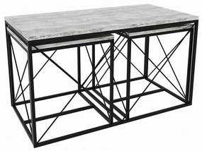 Ζιγκόν Defne (Σετ 3Τμχ) 854KLN2907 100x50x52/45x45x47cm Light Grey-Black