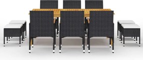 vidaXL Σετ Τραπεζαρίας Κήπου 11 Τεμαχίων Μαύρο