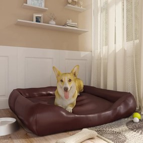 vidaXL Κρεβάτι Σκύλου Καφέ 105 x 80 x 25 εκ. Συνθετικό Δέρμα