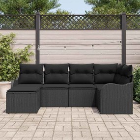 vidaXL Σετ Καναπέ Κήπου με μαξιλάρι 6 pcs Μαύρο Πολυ ράταν