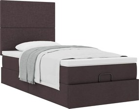 vidaXL Οθωμανικό κρεβάτι με στρώμα σκούρο καφέ 90x190cm ύφασμα
