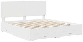 vidaXL Σκελετός Κρεβατιού Λευκό 180 x 200 cm Επεξεργασμένο ξύλο