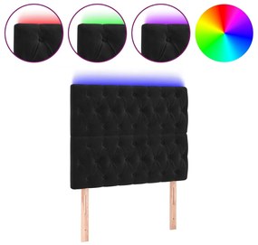 vidaXL Κεφαλάρι Κρεβατιού LED Μαύρο 90x7x118/128 εκ. Βελούδινο