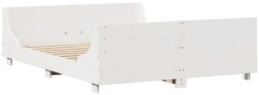 Κρεβάτι Βιβλιοθήκη Χωρίς Στρώμα Λευκό 135x190 εκ Μασίφ Πεύκο - Λευκό