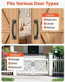 VEVOR 4Pcs Barn Door Handles 6.5 in Rustic Heavy Duty Garden Gate Shed Pulls