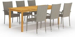 vidaXL Σετ Τραπεζαρίας Κήπου 7 Τεμαχίων Γκρι