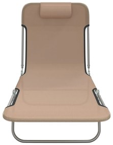 vidaXL Ξαπλώστρες Πτυσσόμενες 2 τεμ. Taupe από Textilene &amp; Ατσάλι