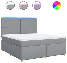 Κρεβάτι Boxspring με Στρώμα Ανοιχτό Γκρι 180x200 εκ. Υφασμάτινο - Γκρι