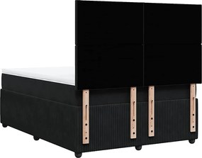 vidaXL Κρεβάτι Boxspring με Στρώμα Μαύρο 160x200 εκ. Βελούδινο
