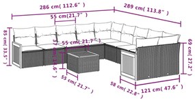 vidaXL Σαλόνι Κήπου Σετ 11 τεμ. Μπεζ Συνθετικό Ρατάν με Μαξιλάρια