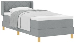 vidaXL Κρεβάτι με Βάθρο με Στρώμα Ανοιχτό γκρι 90x200 εκ. Υφάσμα