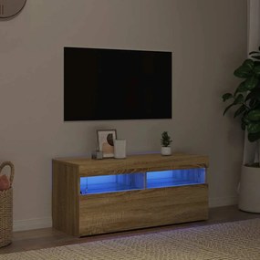vidaXL Έπιπλο Τηλεόρασης με LED Sonoma Δρυς 90x35x40 εκ.