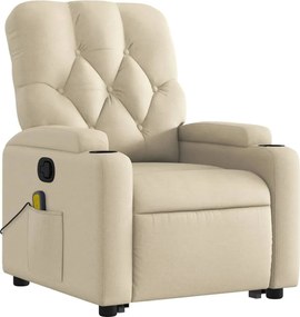vidaXL Πολυθρόνα Μασάζ Ανακλινόμενη με Ανύψωση Κρεμ Υφασμάτινη