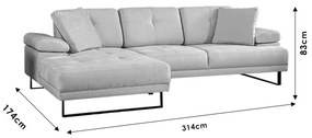 Γωνιακός καναπές με δεξιά γωνία PWF-0586 pakoworld ύφασμα μπεζ 314x174x83εκ - Ύφασμα - 071-001461