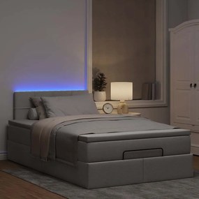 ΟΘΩΜΑΝΙΚΟ ΚΡΕΒΑΤΙ ΜΕ ΣΤΡΩΜΑ &amp; LEDS TAUPE 120X200CM ΥΦΑΣΜΑ 3312302