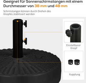 Βάση ομπρέλας, αδιάβροχη, γεμιζόμενη, Ø51x 36H cm, μαύρο