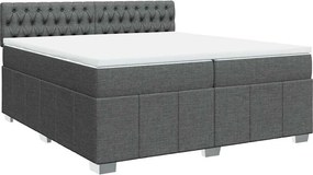 vidaXL Κρεβάτι Boxspring με Στρώμα Σκούρο Γκρι 200x200 εκ. Υφασμάτινο