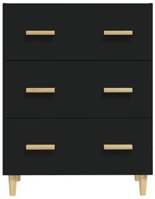 Συρταριέρα Μαύρη 70 x 34 x 90 εκ. από Επεξεργασμένο Ξύλο - Μαύρο