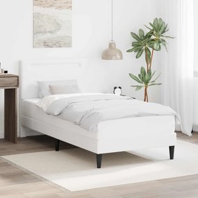vidaXL Σκελετός Κρεβατιού με κεφαλάρι Λευκό 90 x 190 cm Τεχνητό Δέρμα