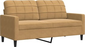 vidaXL Πολυθρόνες Σετ 2 Τεμαχίων Καφέ από Βελούδο με Μαξιλάρια