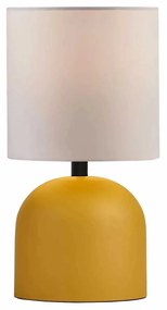 GloboStar® LOREN 204-0137 Μοντέρνο Eπιτραπέζιο Φωτιστικό Μονόφωτο 1 x E27 IP20 Κίτρινο Μέταλλο με Μπεζ Ύφασμα - Μ15 x Π15 x Υ31cm