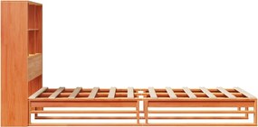 vidaXL Κρεβάτι Βιβλιοθήκη Χωρίς Στρώμα Καφέ 100x200 εκ Μασίφ Πεύκο