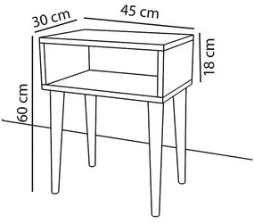 Κομοδίνο ArteLibre GANIRU Καρυδί Μοριοσανίδα/Ξύλο 45x30x60cm