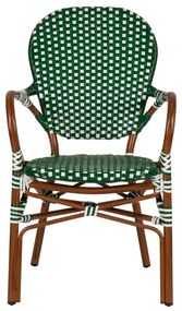 Καρέκλα Κήπου BOALI Πράσινο/Λευκό/Μπαμπού Αλουμίνιο/Rattan 57x58x85cm - 14840004