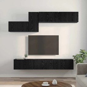 vidaXL Σετ επίπλου τηλεόρασης 7 pcs Μαύρη Οξυά Επεξεργασμένο ξύλο