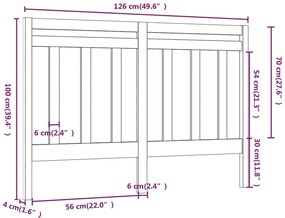 Κεφαλάρι Κρεβατιού Μαύρο 126 x 4 x 100 εκ. Μασίφ Ξύλο Πεύκου - Μαύρο