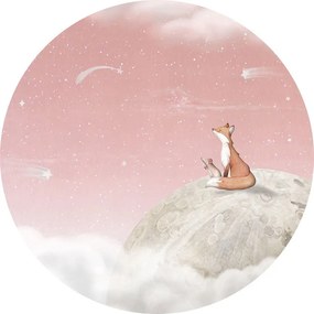Fox On The Moon Ταπετσαρια Τοιχου Ροζ Στρογγυλη 80cm