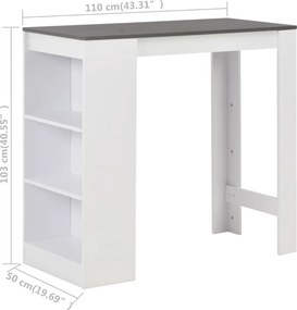 vidaXL Τραπέζι Μπαρ με Ράφι Λευκό 110 x 50 x 103 εκ.