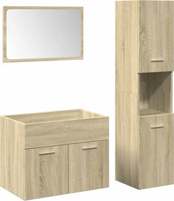 vidaXL Σετ Επίπλων Μπάνιου 3 Τεμαχίων Sonoma Δρυς Επεξεργασμένο Ξύλο